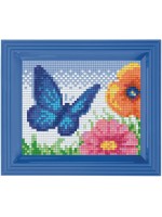 Креативен комплект с рамка и пиксели Pixelhobby - Синя пеперуда, Pixel Classic