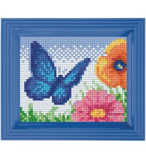 Креативен комплект с рамка и пиксели Pixelhobby - Синя пеперуда, Pixel Classic