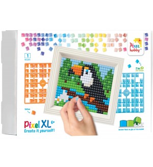 Креативен комплект с рамка и пиксели Pixelhobby - XL, Тукан