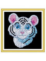 Творчески комплект KSG Crafts Sequin Art - Изкуство с пайети за 60 минути, Бял тигър