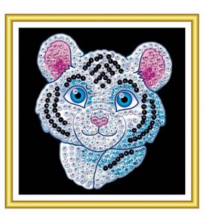 Творчески комплект KSG Crafts Sequin Art - Изкуство с пайети за 60 минути, Бял тигър