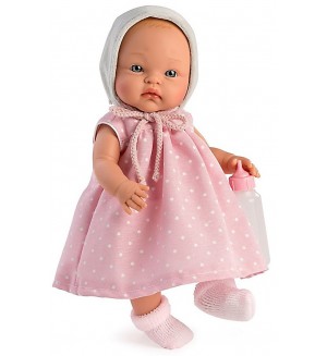 Кукла Asi - Бебе Алекс, с розова рокля на точки, 36 cm