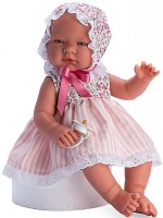 Кукла Asi - Бебе Мария, с лятна рокличка и шапка с цветя, 43 cm