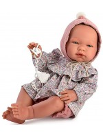 Кукла Asi - Бебе Мария, с розова шапка и рокля на цветя, 43 cm