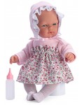 Кукла Asi Dolls - Бебе Оли, с розова шапка и поличка на цветя, 30 cm
