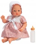 Кукла Asi Dolls - Бебе Коке, с розова рокля на точки и шапка, 36 cm