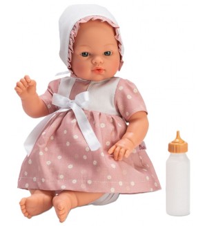 Кукла Asi Dolls - Бебе Коке, с розова рокля на точки и шапка, 36 cm Кукла Asi Dolls - Бебе Коке, с розова рокля на точки и шапка, 36 cm