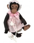 Кукла Asi Dolls - Бебе маймунка Лола, с розова рокля на звезди, 32 cm