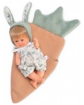 Кукла Asi Dolls Bomboncin - Бебе Чикита, със заешки уши и чувалче морков, 20 cm