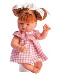 Кукла Asi Dolls - Джулия, с розова карирана рокля и нежна яка, 36 cm