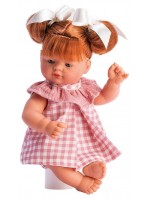 Кукла Asi Dolls - Джулия, с розова карирана рокля и нежна яка, 36 cm