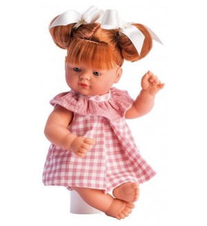 Кукла Asi Dolls - Джулия, с розова карирана рокля и нежна яка, 36 cm