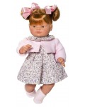 Кукла Asi Dolls - Гийе, с флорален тоалет и розово пуловерче, 36 cm
