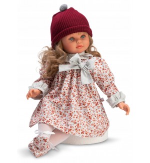 Кукла Asi Dolls - Пепа, с флорална рокля и шапка, 57 cm