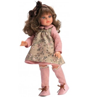 Кукла Asi Dolls - Сабрина, с цветна рокля и дълги розови чорапи, 40 cm