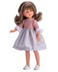 Кукла Asi Dolls - Силия, с карирана рокля в сиво-бяло, 30 cm