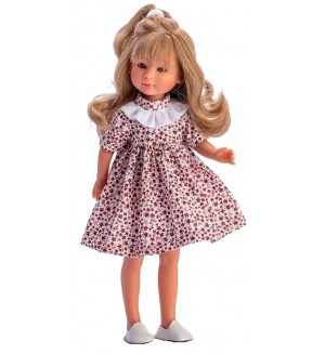 Кукла Asi Dolls - Силия, с рокля на винени цветя, 30 cm