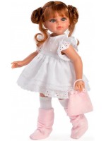 Кукла Asi - Сабрина, с бяла рокля и розова чанта, 40 cm