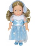 Кукла Bambolina - Със синя рокля и ушанки, 30 cm