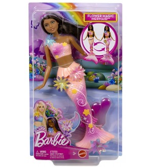 Кукла Barbie - Barbie Flower Magic Mermaid, с тъмна коса