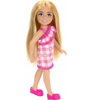 Кукла Barbie Chelsea - С розова карирана рокля