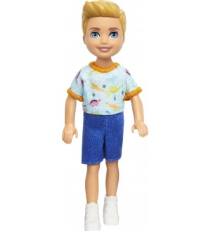 Кукла Barbie Chelsea - С тениска на динозаври и сини къси панталони