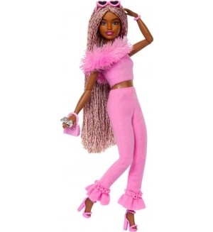 Кукла Barbie Deluxe Style - С розова сплетена коса и розов тоалет 