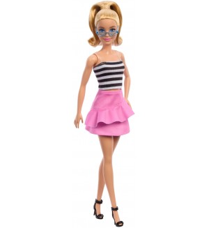 Кукла Barbie Fashionistas - С черно-бял потник и розова пола