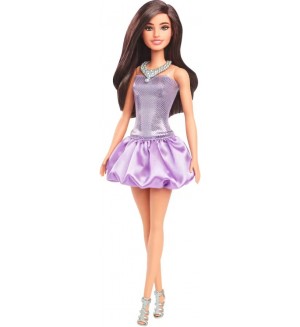 Кукла Barbie Fashionistas - С кафявакоса и блестяща лилава рокля
