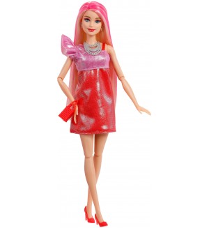 Кукла Barbie Party Unboxed - Подготовка за парти, с аксесоари, червена