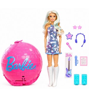 Кукла Barbie Roll and Reveal - Поп звезда, с 8 изненади и розова диско топка