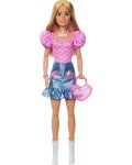 Кукла Barbie - С розова тенсика, дънкова пола и каубойски ботуши, 71 cm