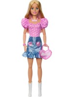 Кукла Barbie - С розова тенсика, дънкова пола и каубойски ботуши, 71 cm