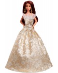 Кукла Barbie Signature - 2025 Holiday, латиноамериканка със златиста рокля 