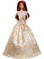 Кукла Barbie Signature - 2025 Holiday, латиноамериканка със златиста рокля 