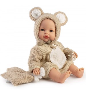 Кукла бебе Antonio Juan - Bimba, плачеща, с костюм на мече, 37 cm Кукла бебе Antonio Juan - Bimba, плачеща, с костюм на мече, 37 cm