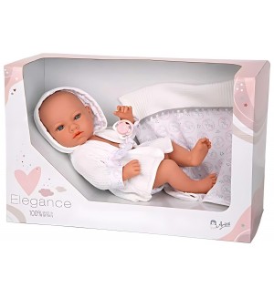 Кукла-бебе Arias - Ария с аксесоари за след баня в бяло, 38 cm