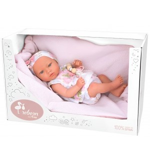 Кукла-бебе Arias - Инна с розово одеяло и аксесоари, 38 cm