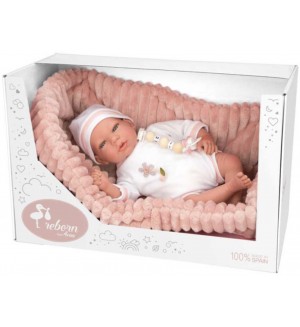 Кукла-бебе Аrias - Лола в розово плюшено кошче, 40 cm