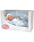 Кукла-бебе Arias - Паоло със синьо одеяло и аксесоари, 40 cm