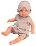 Кукла-бебе Asi Dolls - Алекс, с бежови дрешки и маска за сън, 36 cm