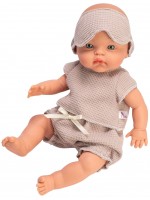 Кукла-бебе Asi Dolls - Алекс, с бежови дрешки и маска за сън, 36 cm