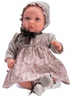 Кукла-бебе Asi Dolls - Лея, с рокля и кафява панделка, 46 cm