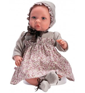 Кукла-бебе Asi Dolls - Лея, с рокля и кафява панделка, 46 cm