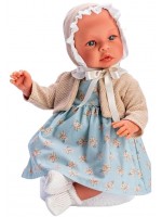 Кукла-бебе Asi Dolls - Лея, със светлосиня рокля на цветя, 46 cm