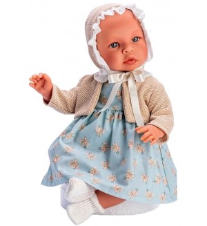 Кукла-бебе Asi Dolls - Лея, със светлосиня рокля на цветя, 46 cm