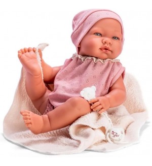 Кукла-бебе Asi Dolls - Мария, с розово боди и бежово одеало, 43 cm