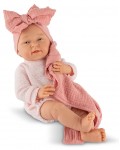 Кукла-бебе Asi Dolls - Мати, с розов гащеризон и одеялце, 40 cm