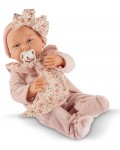 Кукла-бебе Asi Dolls - Мати, с розов гащеризон и залъгалка, 40 cm