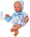 Кукла бебе Asi - Коке, със синьо костюмче и чантичка, 36 cm